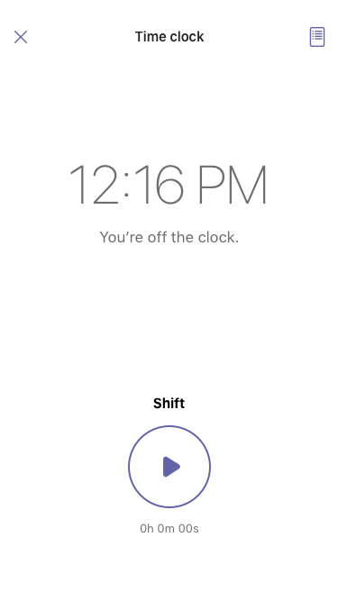 0101 - Time clock - Start shift